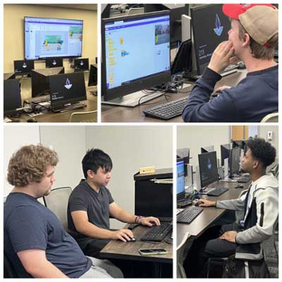 members of the Cochran Chapter of the Association of Information Technology Students (AITS) participate in Hour of Code using Scratch.